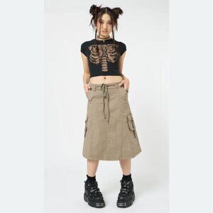 MINGA LONDON Fae brown cargo midi skirt